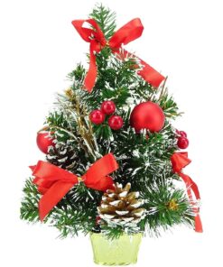 Christmas Concepts® 30cm (12") Frosted Christmas Tree With Red Decorations And Pine Cones
