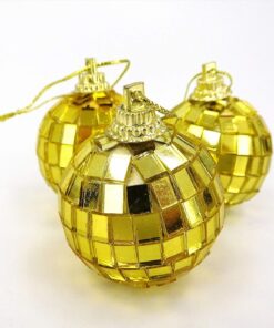 Christmas Concepts® Pack of 12-40mm Mirror Disco Baubles - Christmas Tree Decorations (Gold)