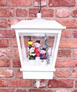 Alternative view of Christmas Concepts® White With Festive Snowing Hanging Lantern with LED Lights - 3 Snowmen Design - Hanging Christmas Decorations - Indoor Lighting