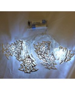 Alternative view of 10 Silver Metal Tree Fairy Lights With White LEDs - 1.5m - Battery Operated - Bedroom Lights