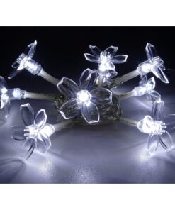 Christmas Concepts® 10 White Battery Operated LED Lights with Shades On 2.3M Cable - Christmas Lights - Party Lights (Clear Petal Shade)