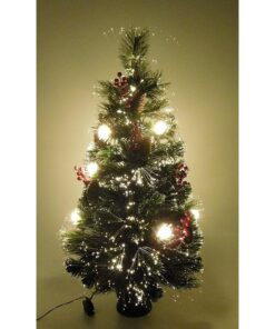 Alternative view of Christmas Concepts® 3ft (90cm) Pre Lit Frosted Fibre Optic Christmas Tree With Natural Cones & Red Berries With Warm White LED Rose Lights