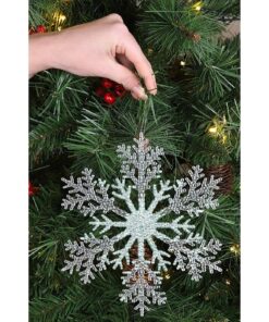 Alternative view of Christmas Concepts® 21cm 8" Large Glitter Decorated Snowflake Decoration - Christmas Baubles (Mint Green, Pack of 4)