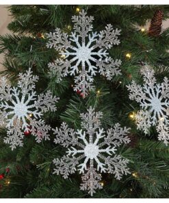 Christmas Concepts® 21cm 8" Large Glitter Decorated Snowflake Decoration - Christmas Baubles (Ice Blue, Pack of 4)