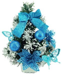 Christmas Concepts® 20cm (8") Frosted Christmas Tree With Ice Blue Decorations - Pre Decorated Christmas Tree