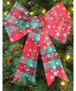 Christmas Concepts® 31cm Traditional Red & Green Tartan Bow - Christmas Tree Decorations