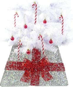 Christmas Concepts® Christmas Tree Base Skirt With Ribbon - Various Colours - Christmas Tree Decorations (Silver / Red)