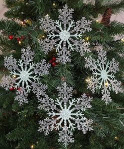 Christmas Concepts® 21cm 8" Large Glitter Decorated Snowflake Decoration - Christmas Baubles (Mint Green, Pack of 4)