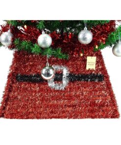 Christmas Concepts® 51cm Red Tinsel Tree Base Skirt - Christmas Decorations (Santa's Buckle)