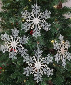 Christmas Concepts® 21cm 8" Large Glitter Decorated Snowflake Decoration - Christmas Baubles (Champagne, Pack of 4)