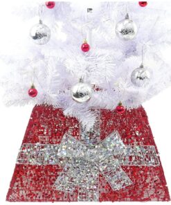 Christmas Concepts® Christmas Tree Base Skirt With Ribbon - Various Colours - Christmas Tree Decorations (Red / Silver)