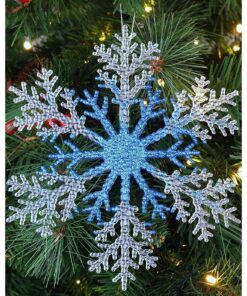 Christmas Concepts® 21cm 8" Large Glitter Decorated Snowflake Decoration - Christmas Baubles (Royal Blue, Pack of 1)