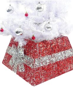 Alternative view of Christmas Concepts® Christmas Tree Base Skirt With Ribbon - Various Colours - Christmas Tree Decorations (Red / Silver)