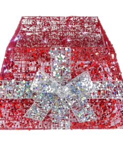 Alternative view of Christmas Concepts® 10.5" Christmas Luxury Tree Base Skirt With Ribbon and LED Lights - Various Colours - Christmas Tree Decorations (Red / Silver)