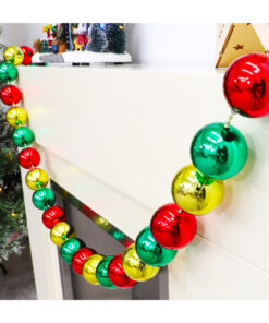 Christmas Concepts® Red, Green & Gold 1.5m Christmas Bauble Garland - 40mm Shiny Baubles - Christmas Decorations