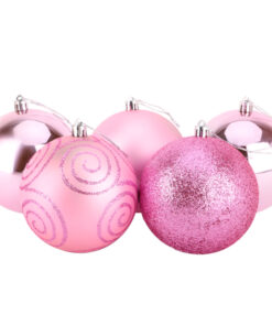 Christmas Concepts® Pack of 5 - Extra Large 100mm Christmas Tree Baubles - Shiny, Matte & Glitter Decorated Baubles (Baby Pink)