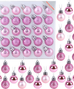 Christmas Concepts® Pack of 25-25mm Mini Christmas Tree Baubles - Shiny, Matte & Glitter Decorated Baubles (Baby Pink)