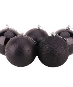 Christmas Concepts® Pack of 5 - Extra Large 100mm Christmas Tree Baubles - Shiny, Matte & Glitter Decorated Baubles (Black)