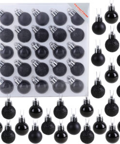 Christmas Concepts® Pack of 25-25mm Mini Christmas Tree Baubles - Shiny, Matte & Glitter Decorated Baubles (Black)