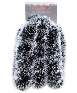 Christmas Concepts® 3m / 9.8ft Chunky/Fine Christmas Tinsel - Christmas Decoration - High Quality Tinsel (Black with White Tips)