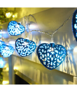 Christmas Concepts® 10 Warm White LED Metal Turquoise Heart Shaped Lights - Christmas Lights - Everyday Lights