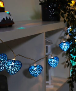 Alternative view of Christmas Concepts® 10 Warm White LED Metal Turquoise Heart Shaped Lights - Christmas Lights - Everyday Lights
