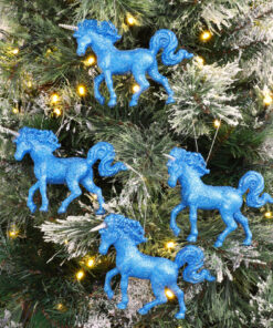 Alternative view of Christmas Concepts® 16cm Glitter Covered Unicorn Decoration Christmas Decorations (Royal Blue, Pack of 4)
