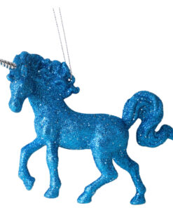 Christmas Concepts® 16cm Glitter Covered Unicorn Decoration Christmas Decorations (Royal Blue, Pack of 1)