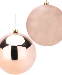 Pack Of 2-200mm Baubles - Shiny & Glitter Design - Giant Christmas Baubles (Champagne)