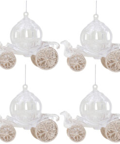 Christmas Concepts® 10cm Glitter Decorated Princess Carriage Decoration (Champagne, Pack of 4)