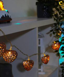 Alternative view of 10 Chocolate Metal Heart Fairy Lights With Warm White LEDs - 1.5m Length - Battery Operated - Bedroom Lights