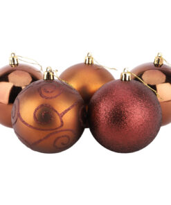 Pack of 5 Extra Large 100mm Chocolate Decorated Christmas Baubles