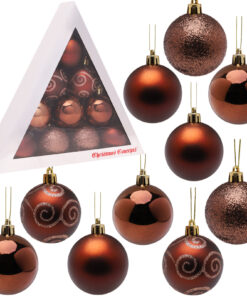 Christmas Concepts® Pack of 10-60mm Christmas Tree Baubles - Shiny, Matte & Glitter Decorated Baubles (Chocolate)