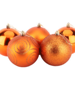 Christmas Concepts® Pack of 5 - Extra Large 100mm Christmas Tree Baubles - Shiny, Matte & Glitter Decorated Baubles (Copper)