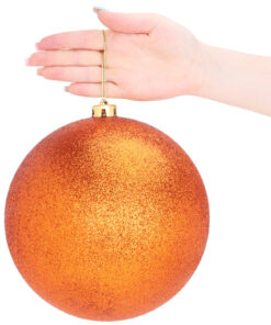 Alternative view of Pack Of 2-200mm Baubles - Shiny & Glitter Design - Giant Christmas Baubles (Copper)