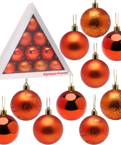 Christmas Concepts® Pack of 10-60mm Christmas Tree Baubles - Shiny, Matte & Glitter Decorated Baubles (Copper)