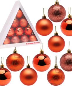 Christmas Concepts® Pack of 10-60mm Christmas Tree Baubles - Shiny, Matte & Glitter Decorated Baubles (Coral)