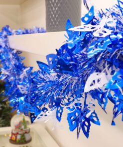 Alternative view of Christmas Concepts® 3m / 9.8ft Chunky/Fine Christmas Tinsel - Christmas Decoration - High Quality Tinsel (Royal Blue with Butterflies)