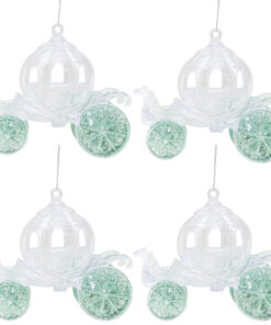 Christmas Concepts® 10cm Glitter Decorated Princess Carriage Decoration (Mint Green, Pack of 4)