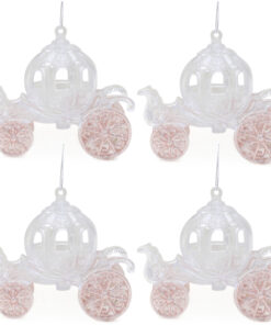 Christmas Concepts® 10cm Glitter Decorated Princess Carriage Decoration (Rose Gold, Pack of 4)
