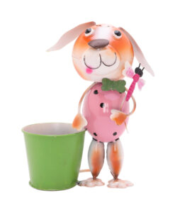 Christmas Concepts® 25cm (10'') Standing Metal Animal With Pot - Indoor/Outdoor Garden Decorations (Pink Dog)