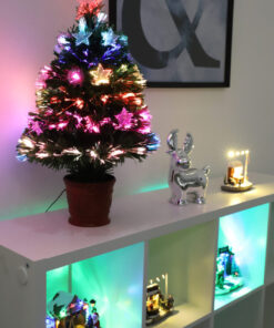 Alternative view of Christmas Concepts® 2FT (60CM) GREEN FIBRE OPTIC CHRISTMAS TREE WITH STARS AND BAUBLES AND RED BASE