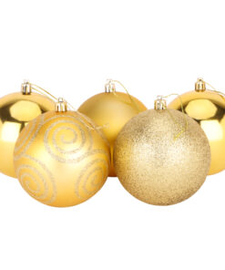 Christmas Concepts® Pack of 5 - Extra Large 100mm Christmas Tree Baubles - Shiny, Matte & Glitter Decorated Baubles (Gold)