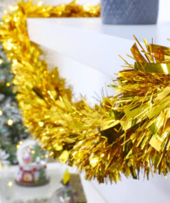 Alternative view of Christmas Concepts® 4 Metre Chunky/Fine Christmas Tinsel - Christmas Decoration Tinsel (Gold)