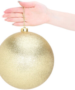 Alternative view of Pack Of 2-200mm Baubles - Shiny & Glitter Design - Giant Christmas Baubles (Gold)