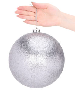 Alternative view of Pack Of 2-200mm Baubles - Shiny & Glitter Design - Giant Christmas Baubles (Graphite Grey)