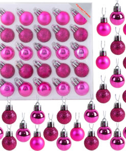 Christmas Concepts® Pack of 25-25mm Mini Christmas Tree Baubles - Shiny, Matte & Glitter Decorated Baubles (Hot Pink)