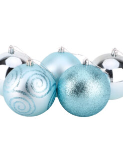 Christmas Concepts® Pack of 5 - Extra Large 100mm Christmas Tree Baubles - Shiny, Matte & Glitter Decorated Baubles (Ice Blue)