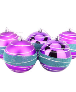 Christmas Concepts® Pack of 5 - Extra Large 100mm Luxury Christmas Tree Baubles – Shiny, Matte & Bead Decorated Baubles (Purple & Ice Blue)