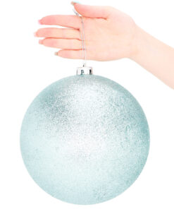 Alternative view of Pack Of 2-200mm Baubles - Shiny & Glitter Design - Giant Christmas Baubles (Ice Blue)